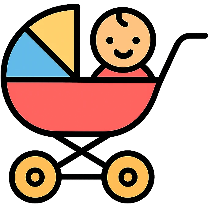 a troller with a baby, color outline icon style emoji