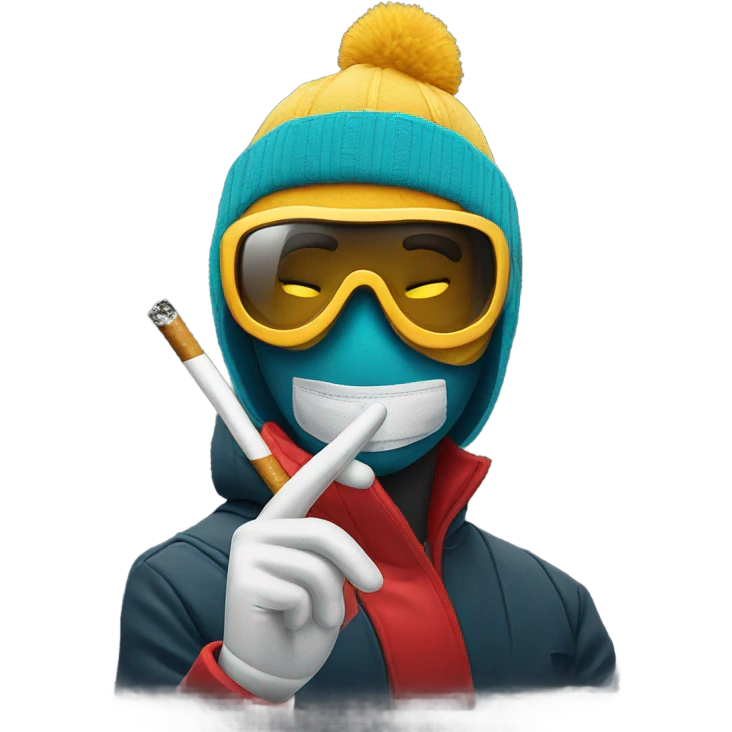 Ski masked man holding lit cigarette emoji