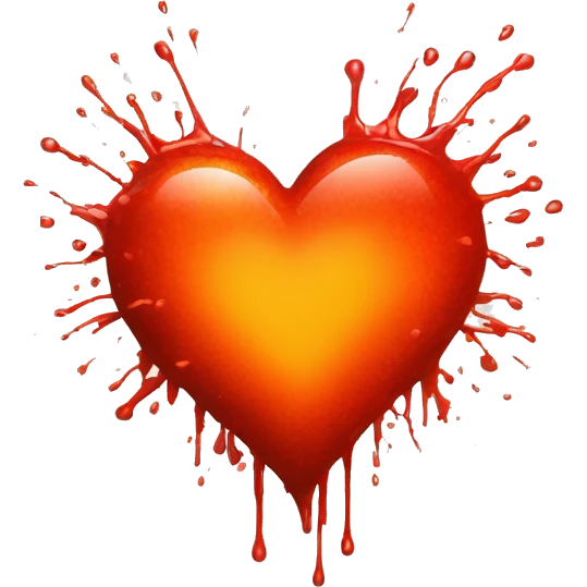 bleeding red heart glowing red-orange with splatter emoji