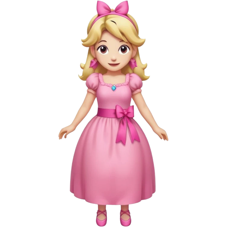 Princess peach full body with a pink ribbon tied to her hair emoji