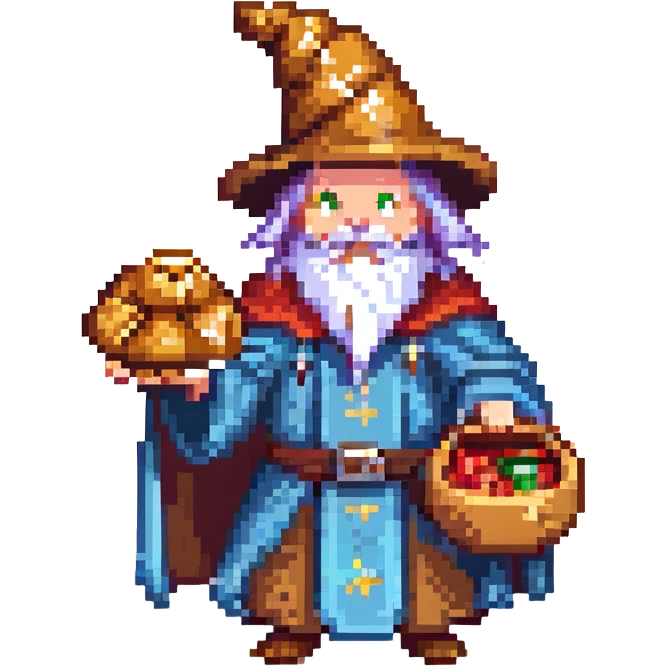 A wizard who conjures up a croissant emoji