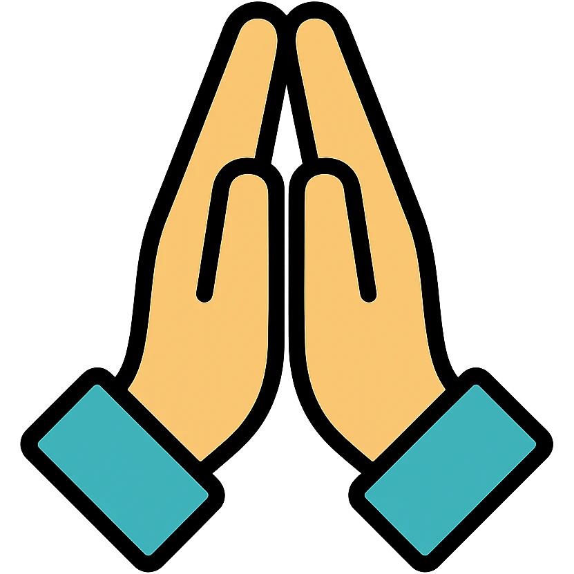 color outlined icon of praying hands emoji