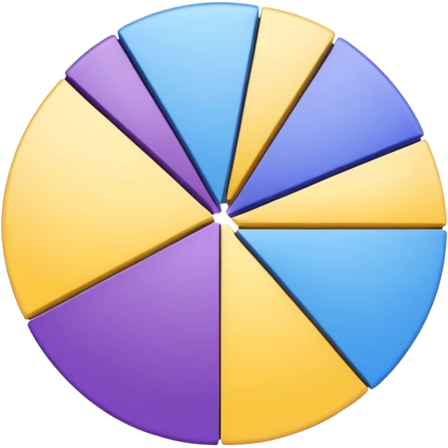 A pie chart with purple, yellow and blue colors only emoji