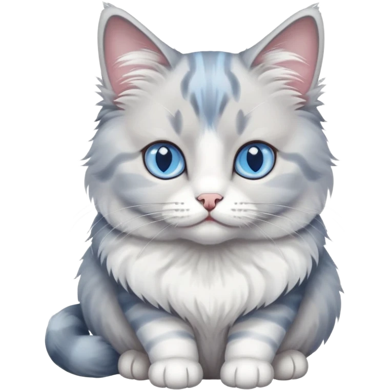 Grey and white cat blue eyes emoji