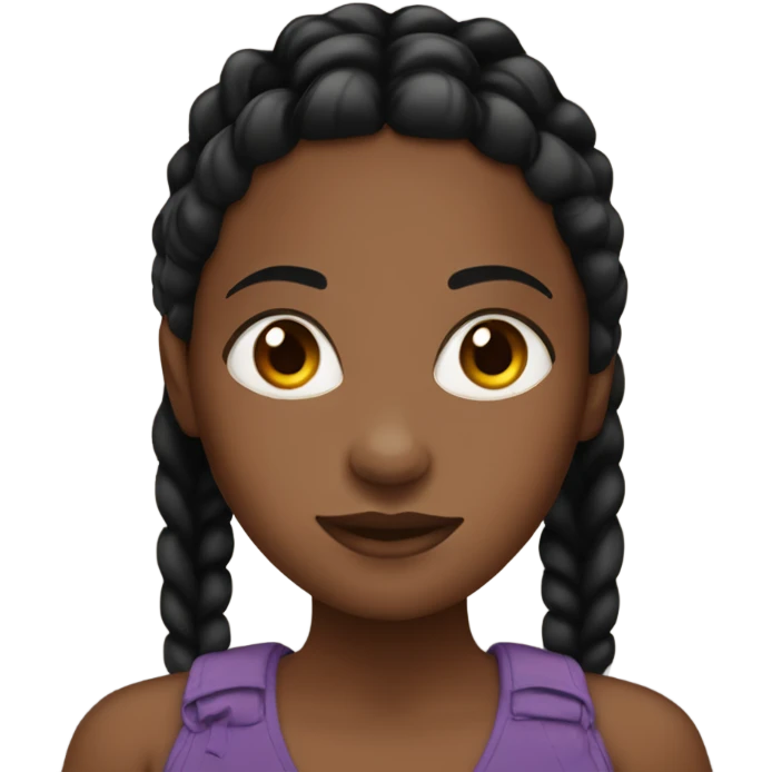 Brown skin black girl with black braids emoji