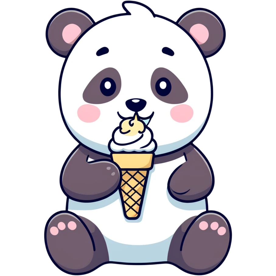 Panda eating ice cream emoji