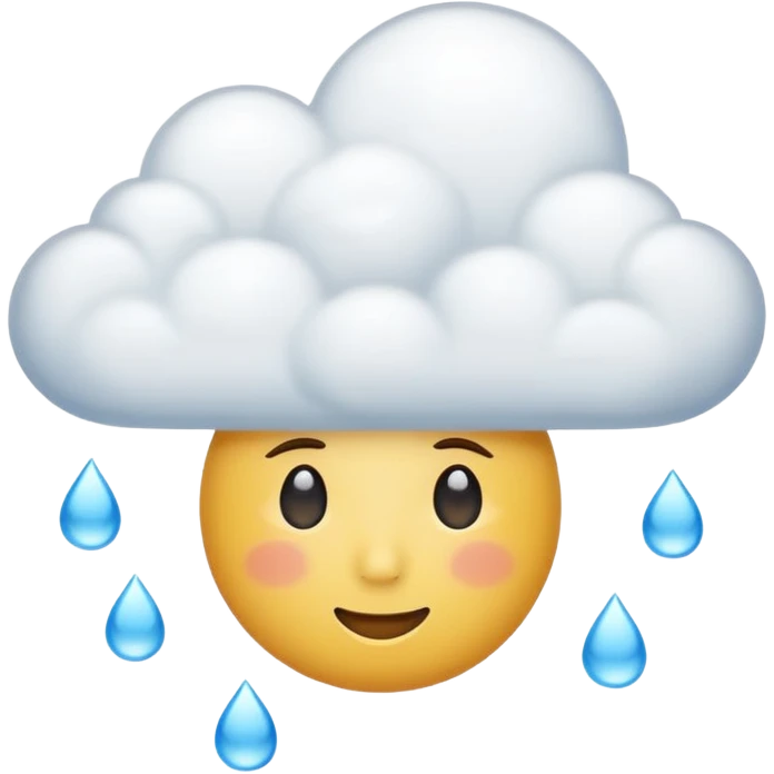 weather emoji with a cloud and a few raindrops, serene face, illustrating calm with a hint of complexity in a consulting office, classic emoji style, no text emoji