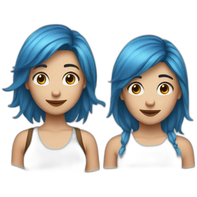 Left blue hair right brown hair girl emoji
