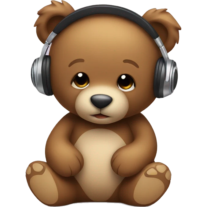 Cute teddy bear listening music emoji