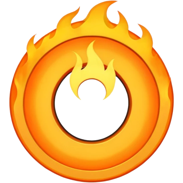 A minimalist CD disc with a subtle fire design, orange and yellow flames, with a circle in the middle and a hole in the center emoji