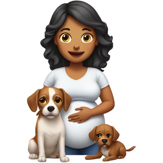 Pregnant lady with two dogs emoji