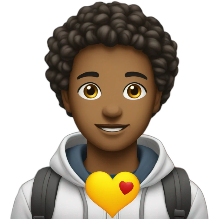 student with a banner in hand,  written " I love Y Commerce" emoji