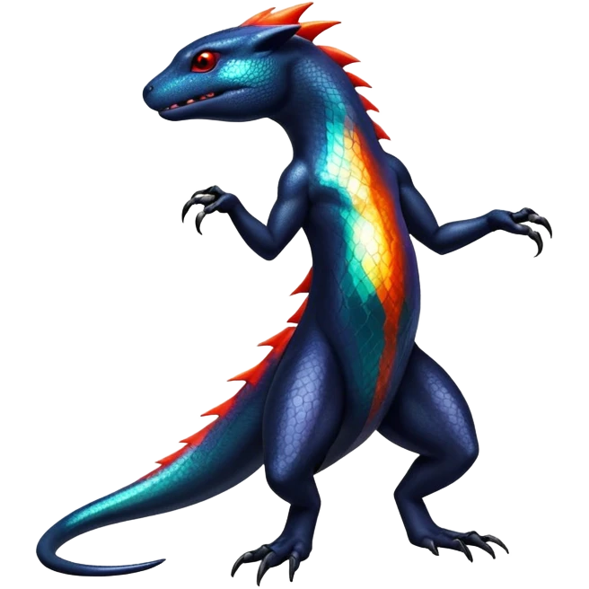 Colorful Dark Shiny Exotic Salandit-Quilava-Fakémon-hybrid-creature (full body)  emoji