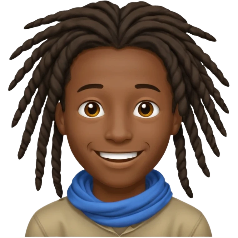 make me a black darkskin doctor with mid head lenght dreads, he is a teen, no face hair, make him happy, make his dreads drape in his face emoji