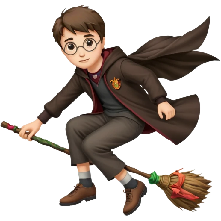 Harry Potter on the broom, flying  emoji
