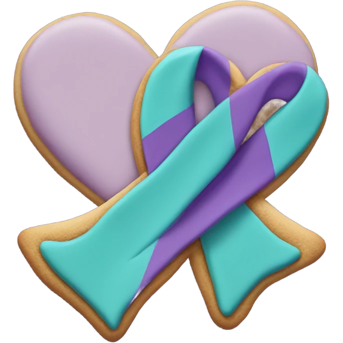 Purple teal Suicide awareness ribbon, cookie heart emoji