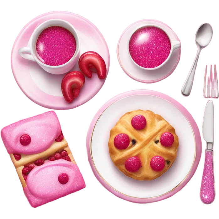 Hot pink elegant breakfast with glitter  emoji