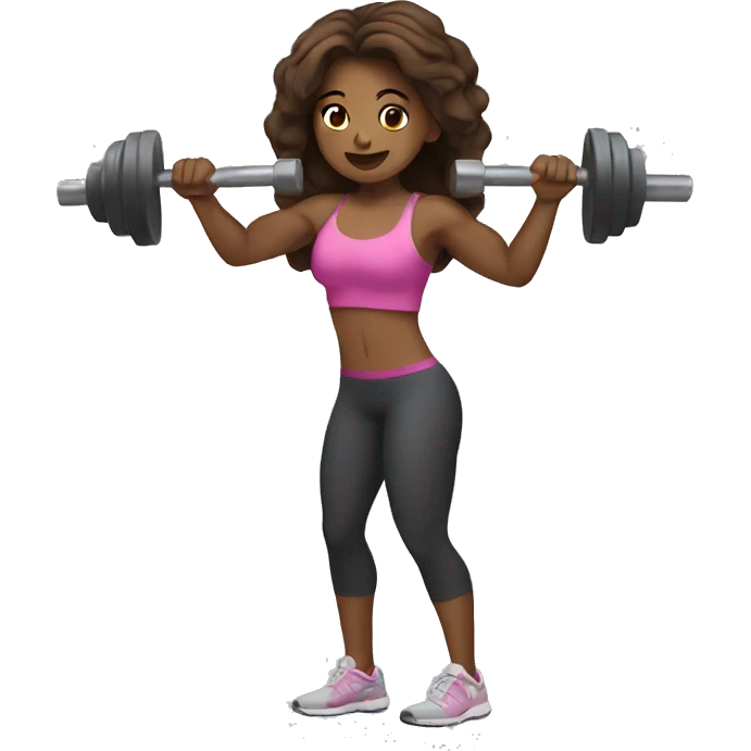 girl working out brown hair lifting weights emoji