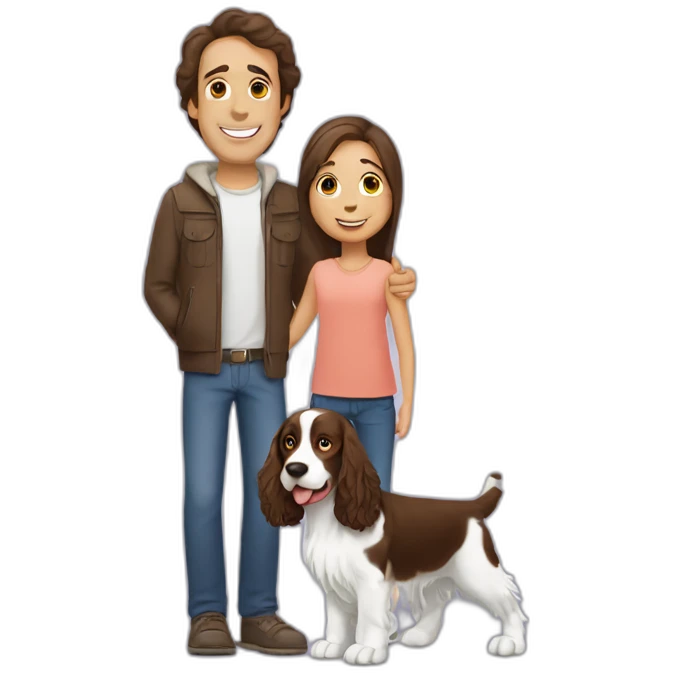 Springer spaniel with man and girl emoji