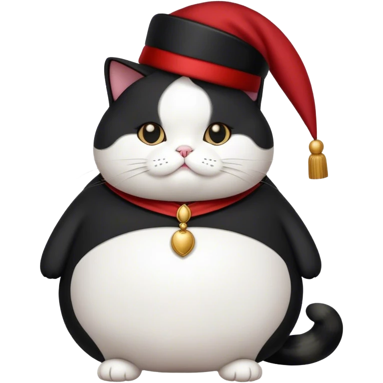 fat tuxedo Cat with a fez emoji