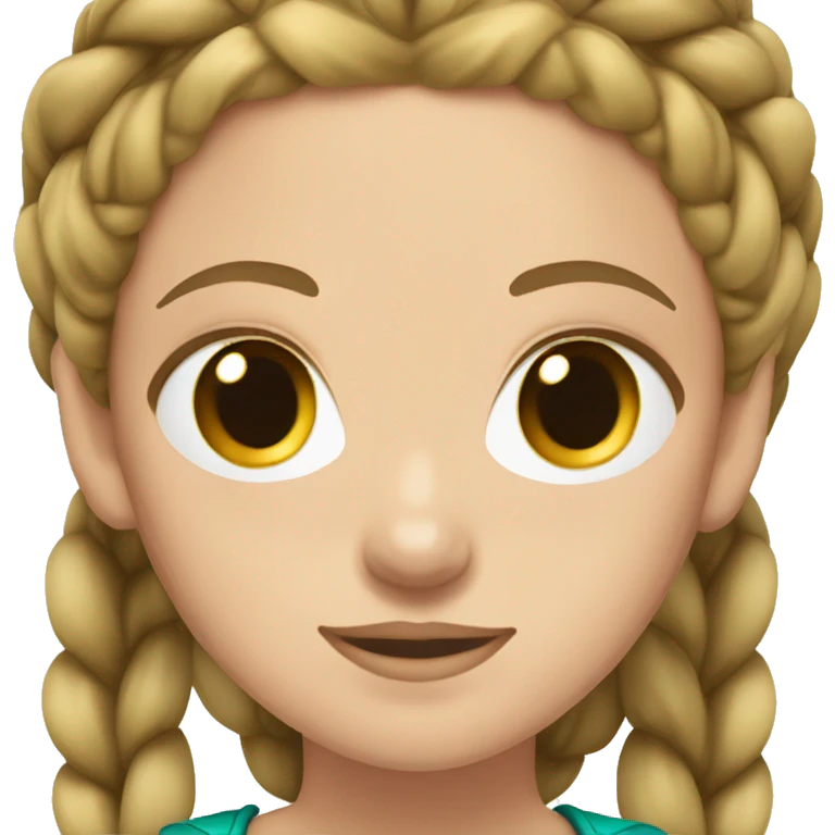 White girl with teal double Dutch braids for hair and brown eyes  emoji