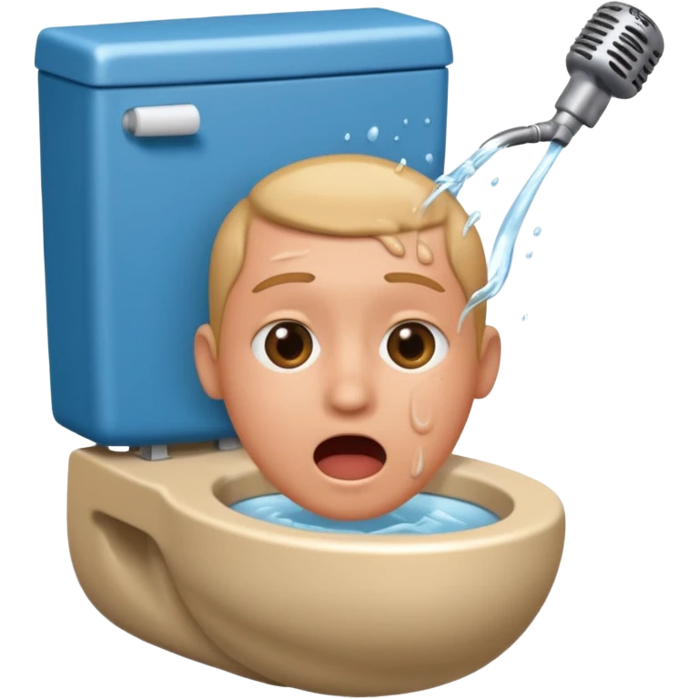 human head inside toilet singing emoji