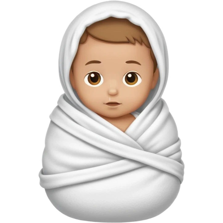 lightly tanned baby swaddled in a white blanket emoji