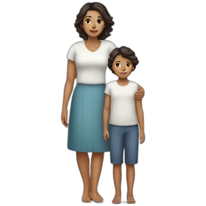 mother and 2 child with dark hair5 and white skin full length emoji