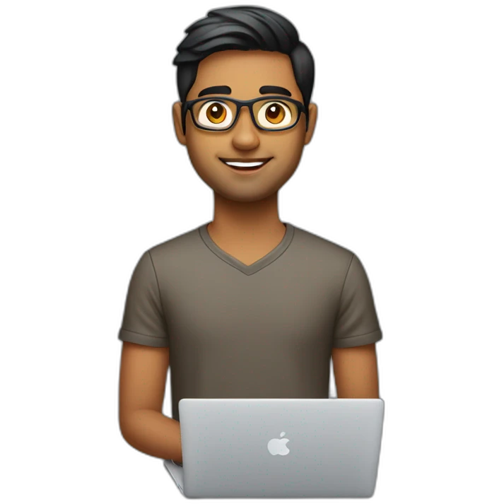 A 23 year old Indian product designer with macbook emoji