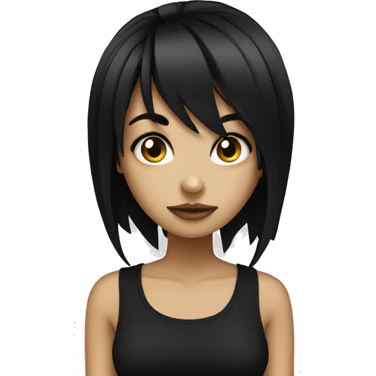 black hair emo girl emoji