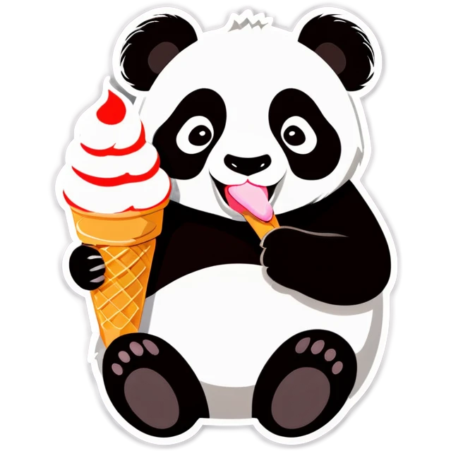 Panda eating ice cream emoji
