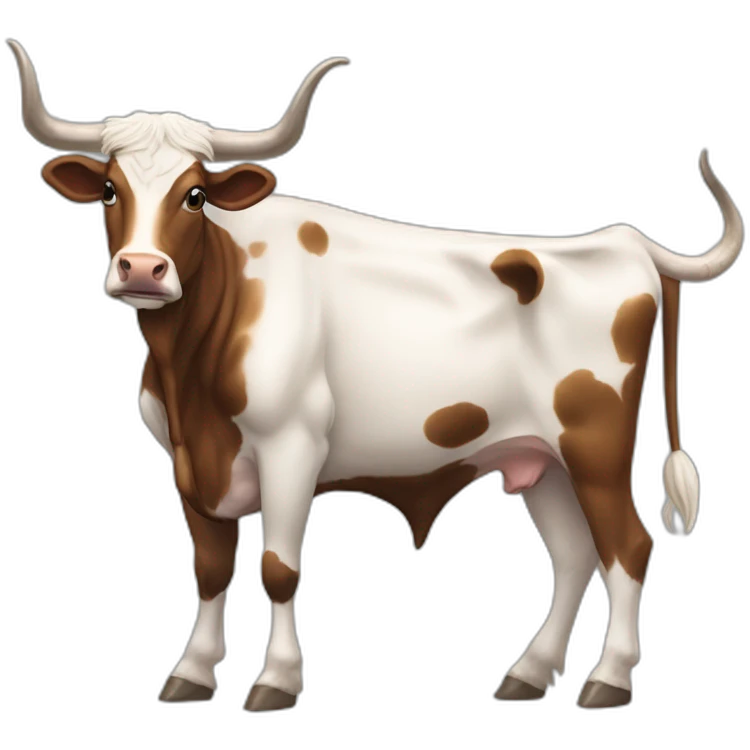 lONGHORN UDDER , FULL BODY, EXTREMELY LONG HORNS THAT SWOOP DOWN, BRINDLE COLOR, 3/4 PROFILE emoji
