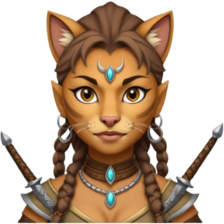 ESO female khajiit warrior with lashes and earrings emoji