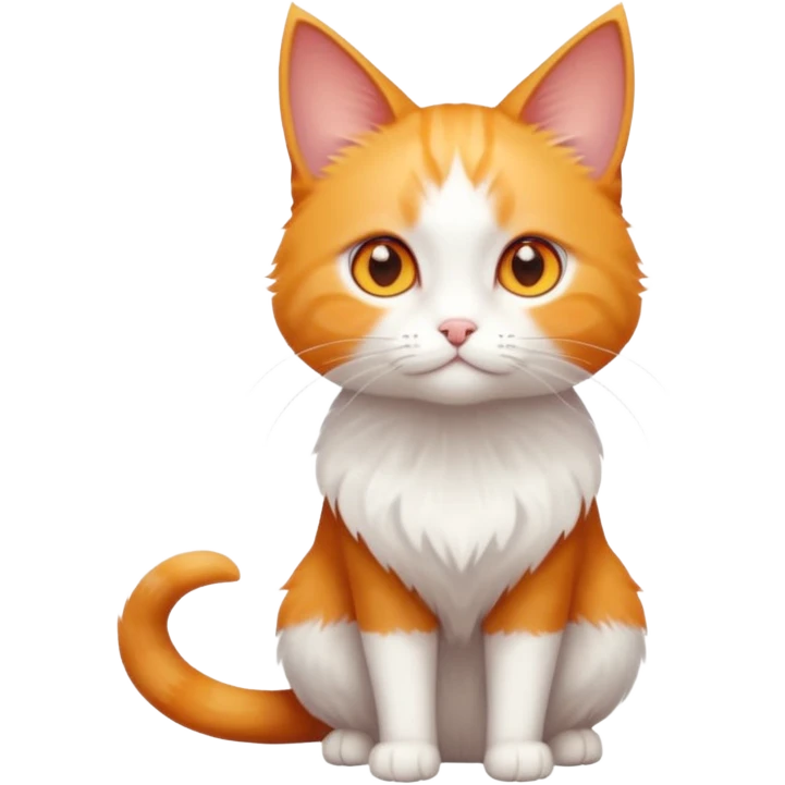 full body of tiny + skinny ginger and white cat with deep orange eyes and triangular shaped face emoji
