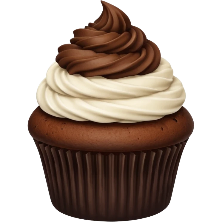 dark brown cupcake on white cream with no any deco emoji