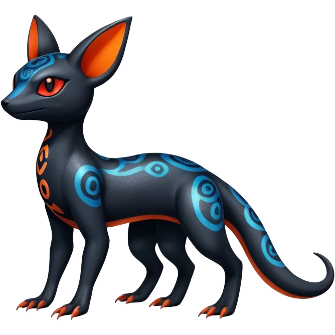 Colorful Dark Shiny Exotic Salandit-Umbreon-Quilava-Fakémon-hybrid-creature (full body)  emoji