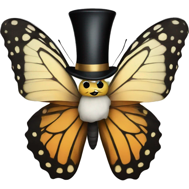butterfly with a top hat emoji