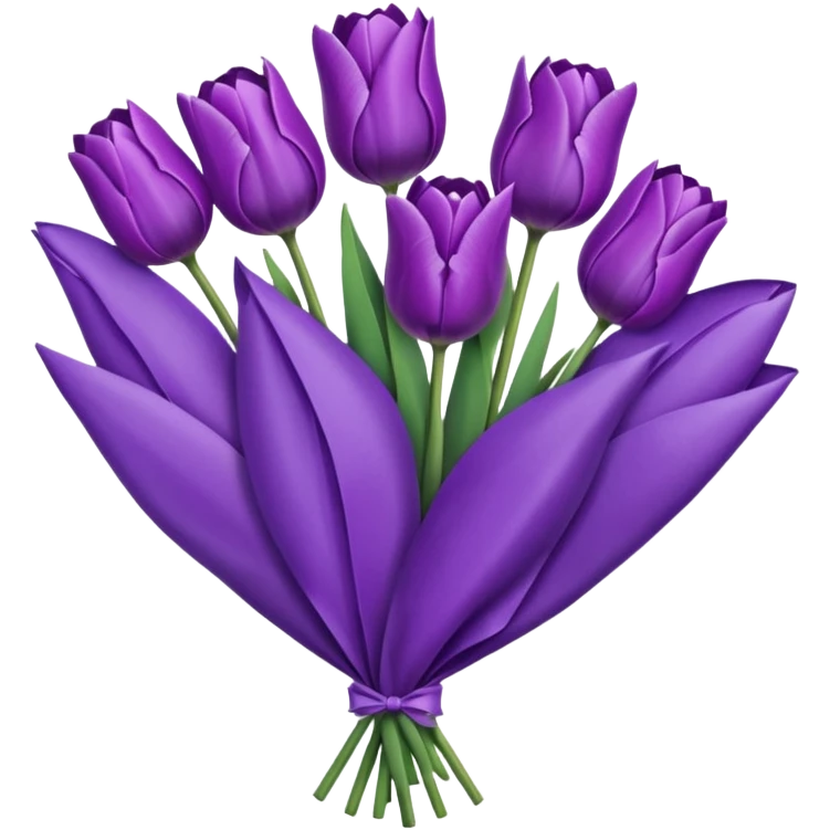 purple tulip bouquet with purple translucent paper wrap emoji