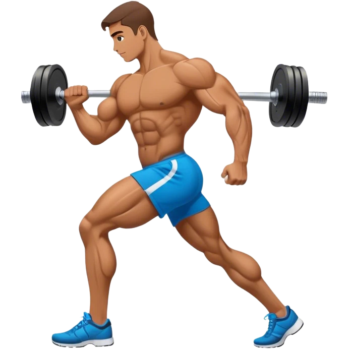 side-view bodybuilder dumbbell lunges emoji