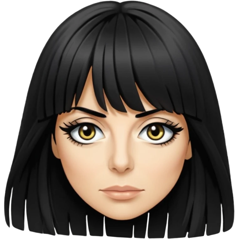 Claudia Winkleman with a thick long fringe emoji