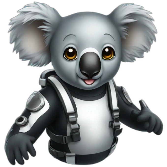 koala in black shiny diving suit emoji