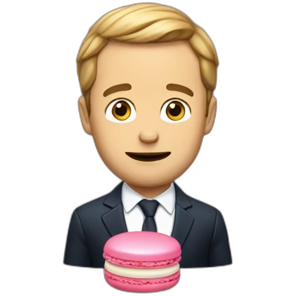 Macron qui mange un macaron emoji