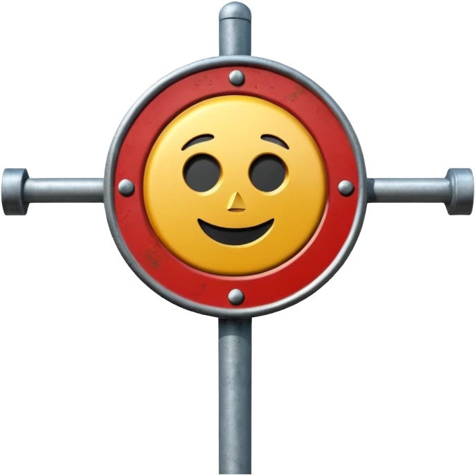 A 3D cartoon street sign showing a towing symbol, on a metal pole, clean background, Memoji-style rendering. emoji