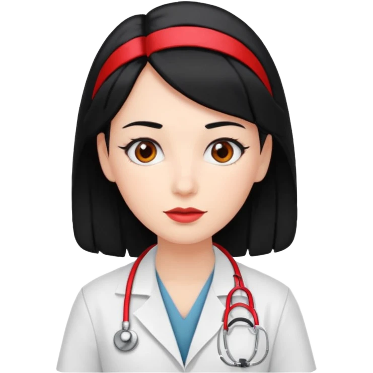 doctor with black hair and red hairclips  emoji