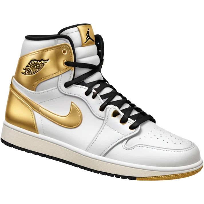 Jordan 1 sneaker, white and metallic gold colorway emoji