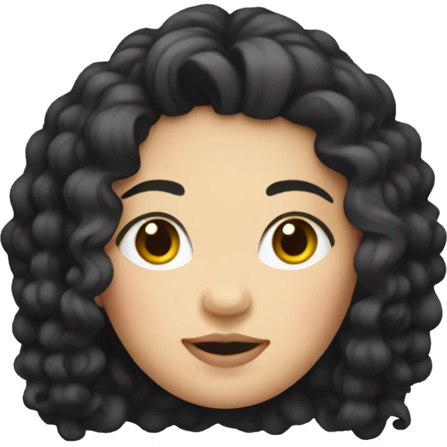 create a lady emoji that is chubby, with LONG curly black hair, with fair skin emoji