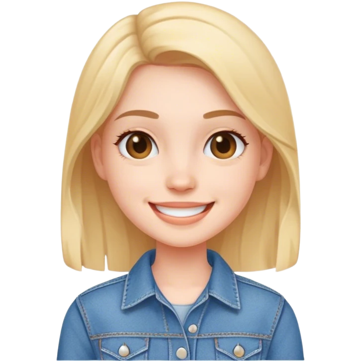smiling girl in denim outfit emoji