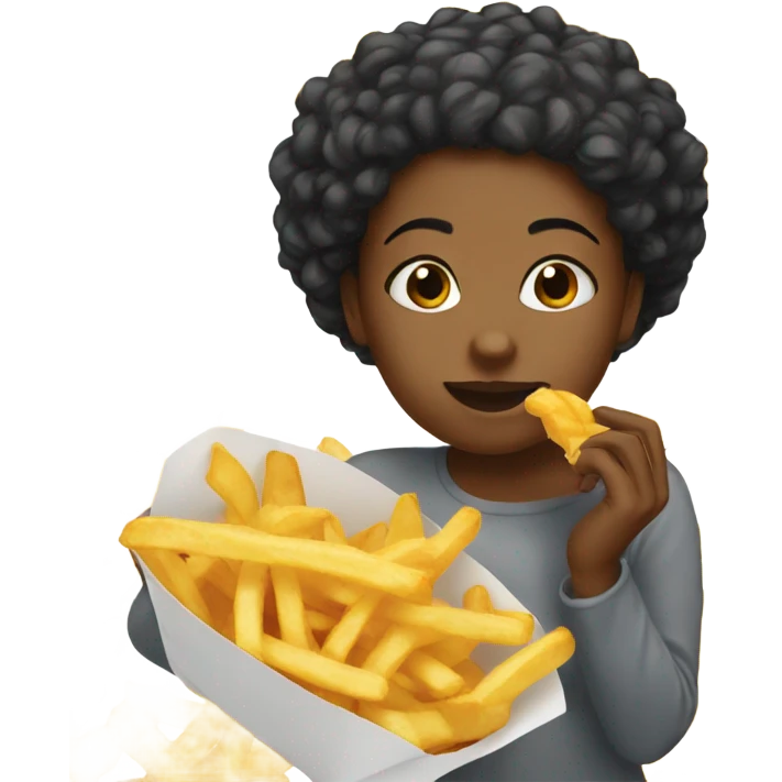 Black girl eating fries emoji