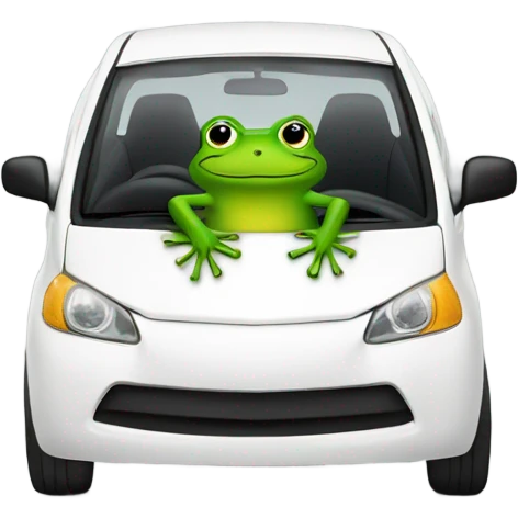 Frog in a white Prius  emoji