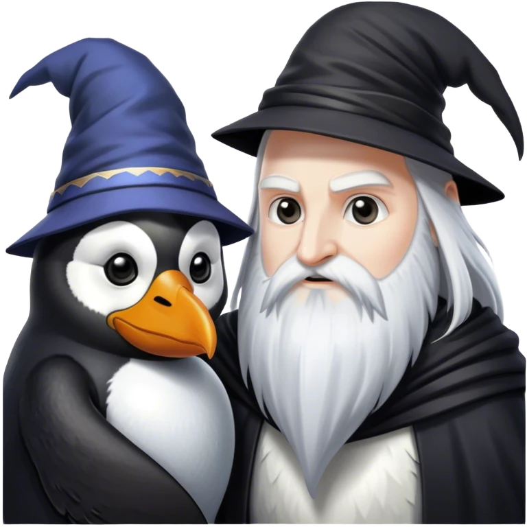 Wizard and penguin fighting emoji